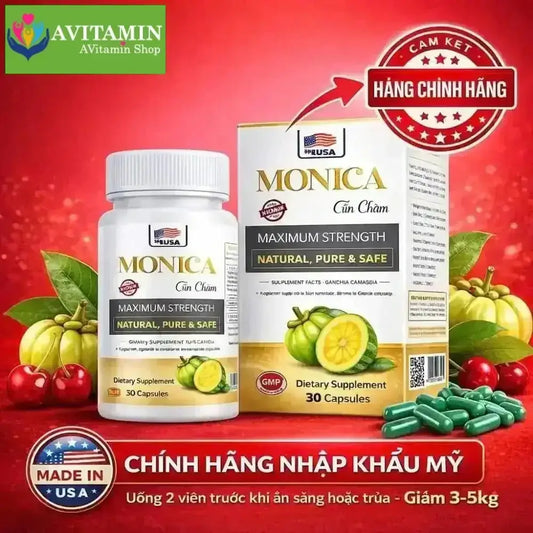 (Che Tên) Viên Uống Giảm Cân Đốt Mỡ Monica Gin Clean Siết Eo Cấp Tốc USA Hộp 30 viên - AVITAMINSHOP.COM
