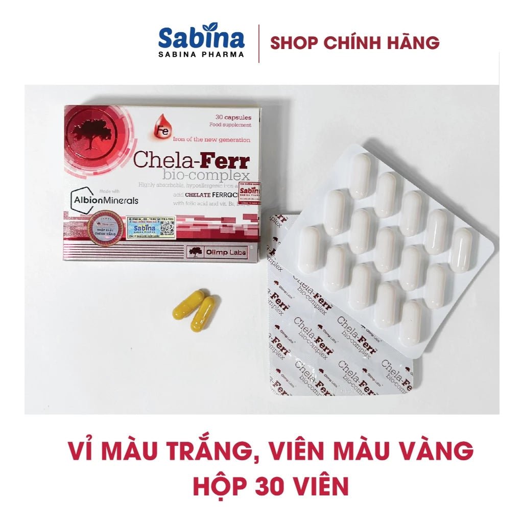 Chela - Ferr Bio - complex (Olimp Labs)14mg sắt dạng chelate Ferrochel, 200mcg Axit Folic, 1 hộp 30 viên 11,6g - AVITAMINSHOP.COM