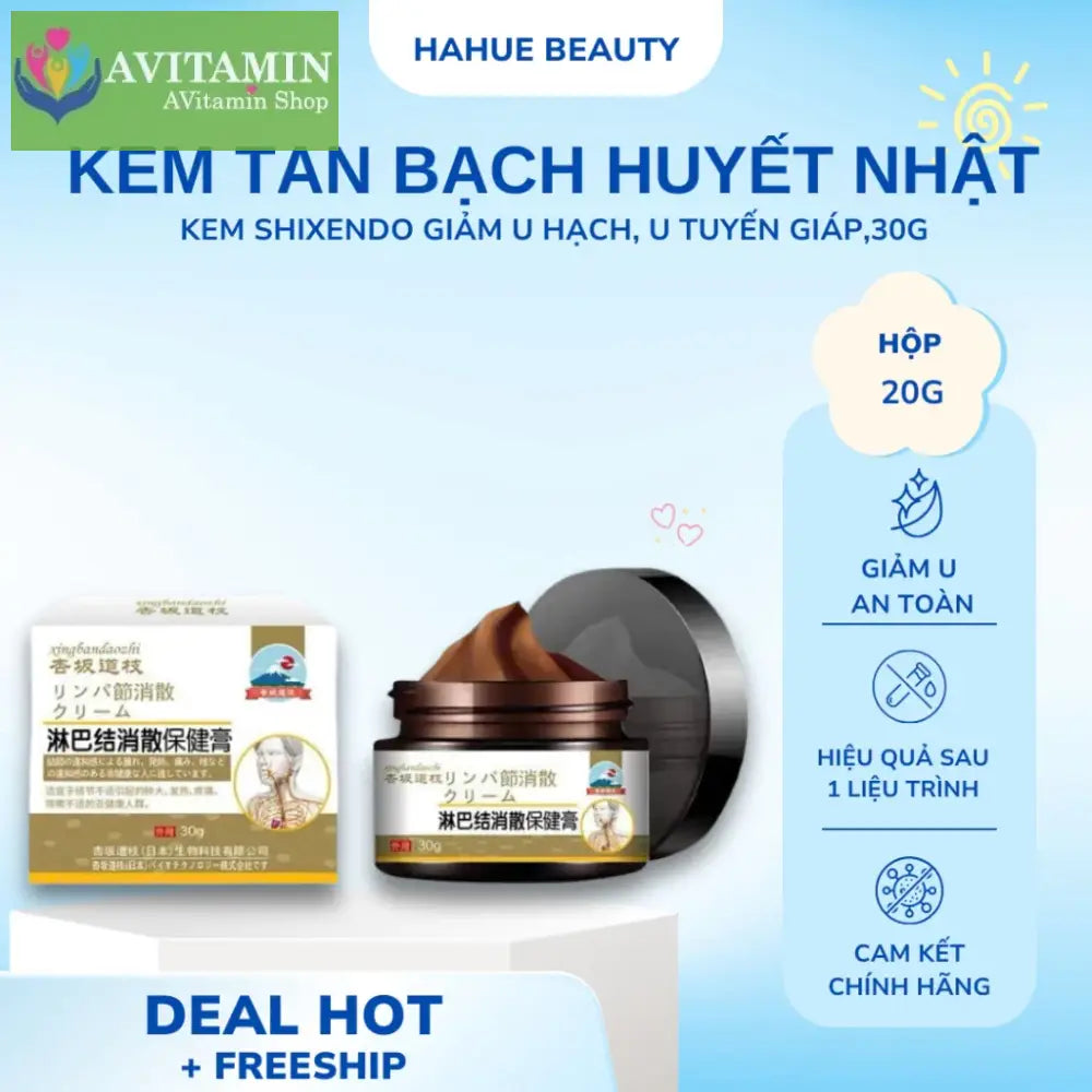 Kem Tan Hạch Bạch Huyết SHIXENDO Cổ Truyền Nhật Bản - Kem SHIXENDO Giảm U hạch U Tuyến Giáp U Lành Tính,30g