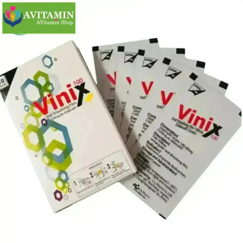 Tem ngậm Vinix 100 điều trị rối loạn cương dương ở nam giới (Hộp 10 phim) - AVITAMINSHOP.COM