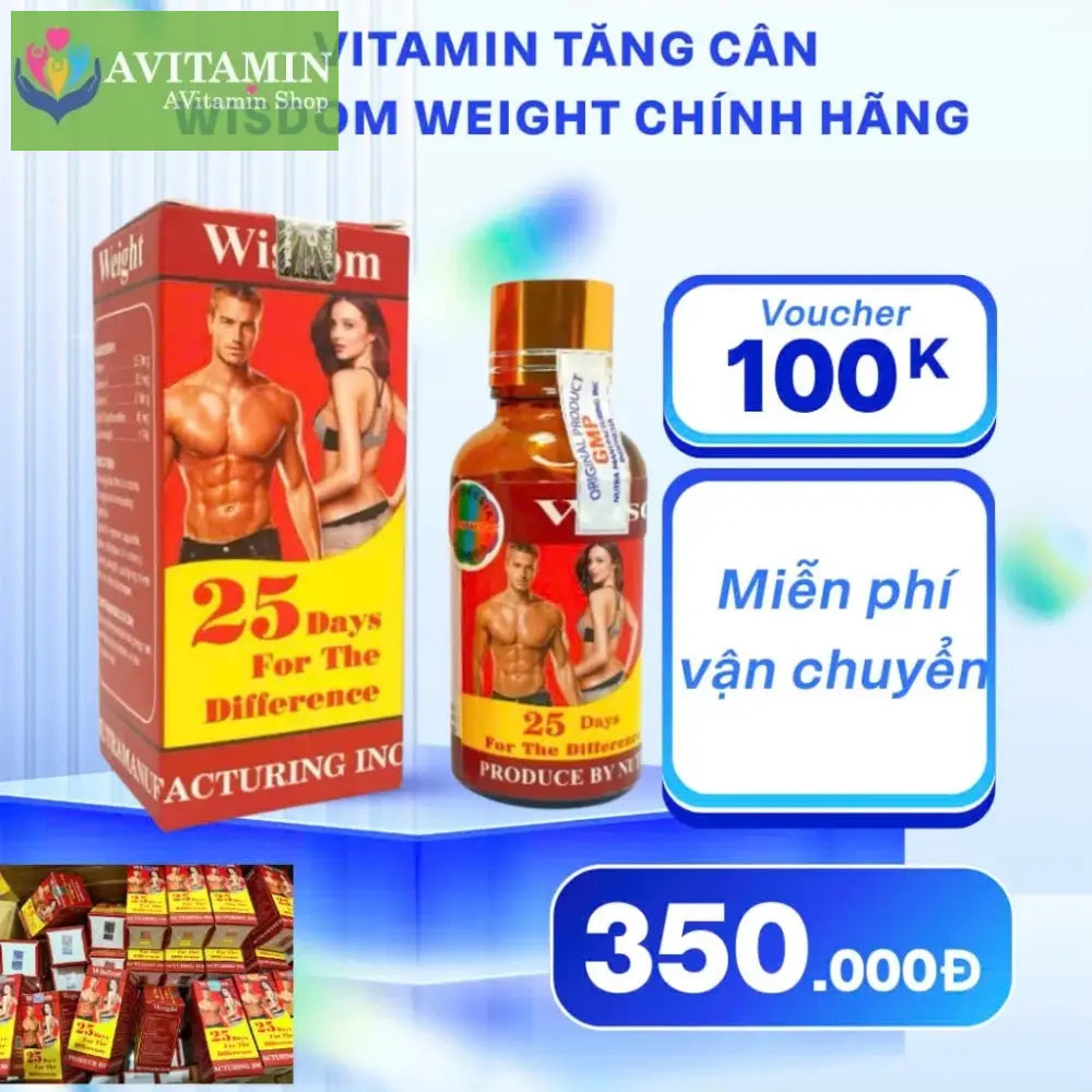 Thực phẩm chức năng vitamin tăng cân wisdom weight chính hãng tăng 3-4kg không tích nước tem kiểm định chống giả