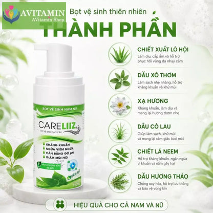 Bọt Kháng Viêm Kháng Khuẩn Nam Nữ Hỗ Trợ Giảm Mùi Hôi Giảm $ùi Mà Gào Hạt Ngọc Mụn Li Ti Vùng Kín CARELIIZ 120ML