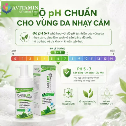 Bọt Kháng Viêm Kháng Khuẩn Nam Nữ Hỗ Trợ Giảm Mùi Hôi Giảm $ùi Mà Gào Hạt Ngọc Mụn Li Ti Vùng Kín CARELIIZ 120ML