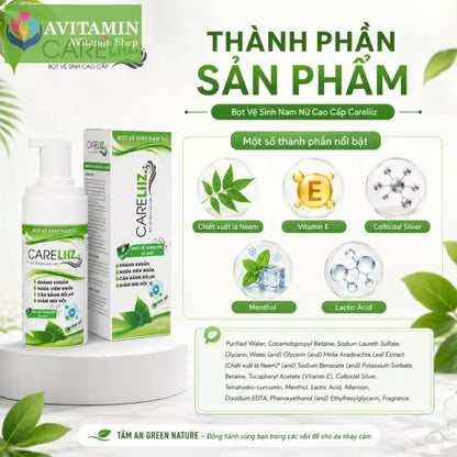 Bọt Vệ Sinh Nam Nữ Hỗ Trợ Giảm Hạt Ngọc S/ùi Mụn Li Ti Gai SD Giảm Mùi Hôi [CARELIIZ 120ML]