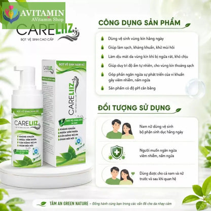 Bọt Vệ Sinh Nam Nữ Hỗ Trợ Giảm Hạt Ngọc S/ùi Mụn Li Ti Gai SD Giảm Mùi Hôi [CARELIIZ 120ML]