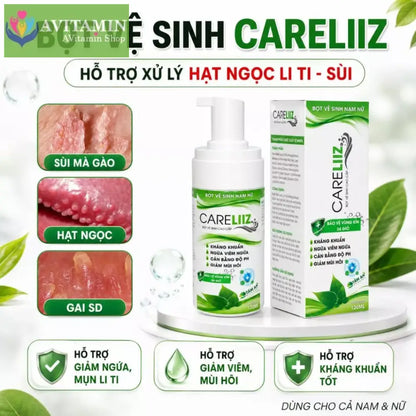 Bọt Vệ Sinh Nam Nữ Hỗ Trợ Giảm Hạt Ngọc S/ùi Mụn Li Ti Gai SD Giảm Mùi Hôi [CARELIIZ 120ML]