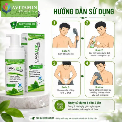 Bọt Vệ Sinh Nam Nữ Hỗ Trợ Giảm Hạt Ngọc S/ùi Mụn Li Ti Gai SD Giảm Mùi Hôi [CARELIIZ 120ML]