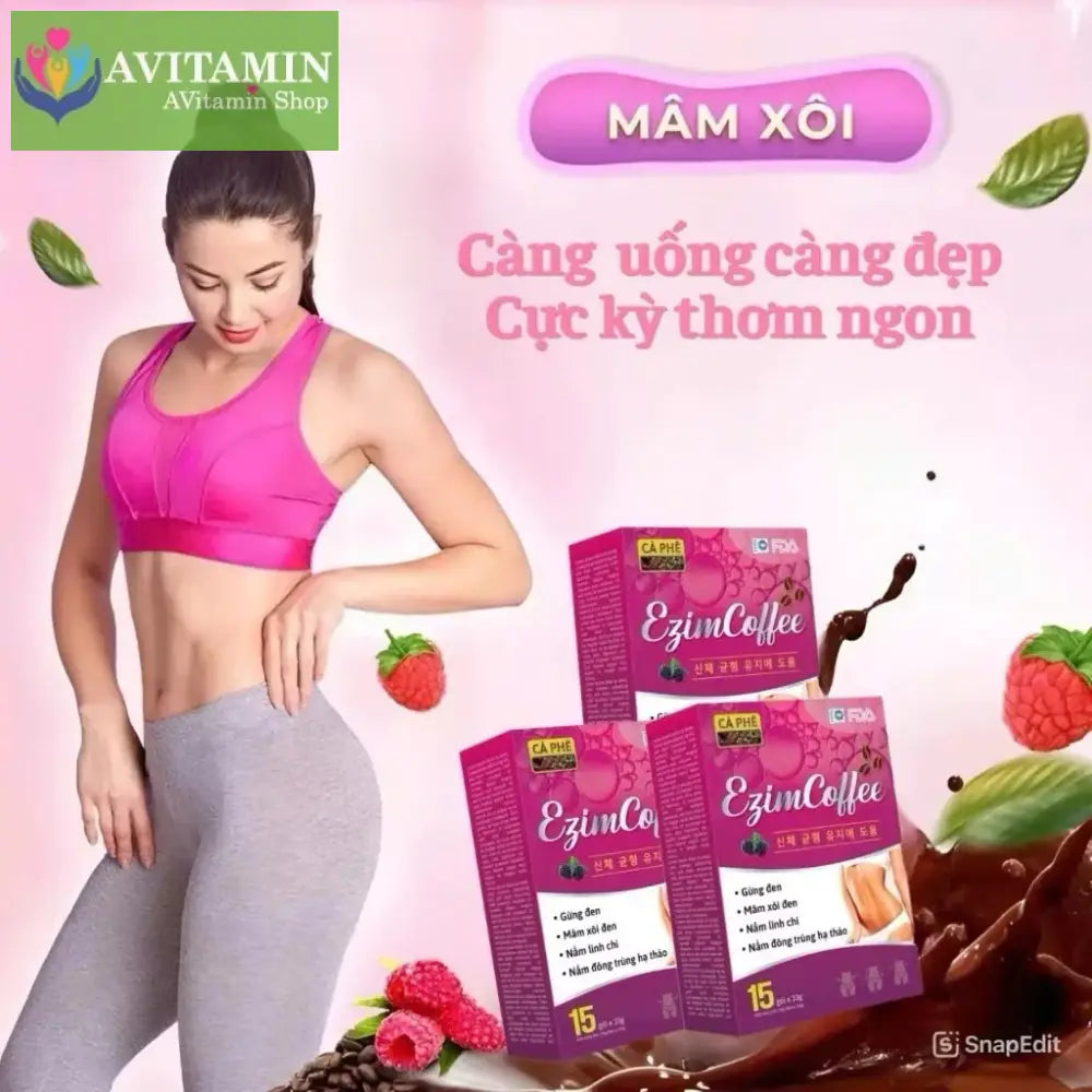 Càphê Giảm Cân Gừng Đen Mâm Xôi Đen 15gói