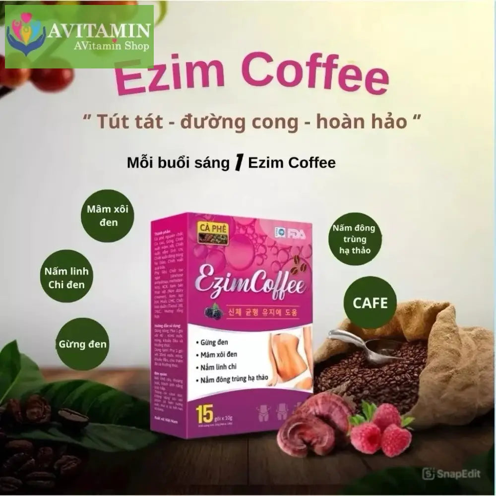 Càphê Giảm Cân Gừng Đen Mâm Xôi Đen 15gói