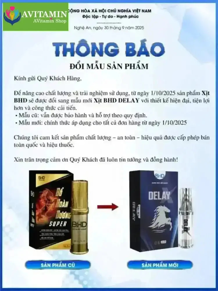 CHAI XỊT BỔ HOÀN DƯƠNG DELAY CHÍNH HÃNG - NGỌC NỮ TÂM VƯƠNG - AVITAMINSHOP.COM