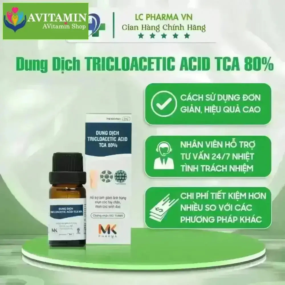 (Che Tên)Dung Dịch Chấm Sùi TRICLOACETIC ACID 80% MK Pharma(Hỗ trợ chấm Hạt Ngọc, Sùi, Mụn cơm, mụn cóc, gai SD) - AVITAMINSHOP.COM