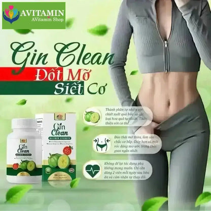 (Che Tên) Viên Uống Giảm Cân Đốt Mỡ Monica Gin Clean Siết Eo Cấp Tốc USA Hộp 30 viên - AVITAMINSHOP.COM