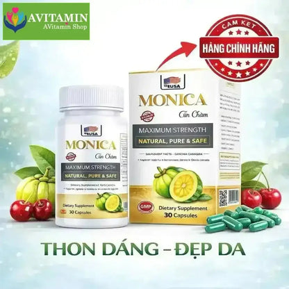 (Che Tên) Viên Uống Giảm Cân Đốt Mỡ Monica Gin Clean Siết Eo Cấp Tốc USA Hộp 30 viên - AVITAMINSHOP.COM