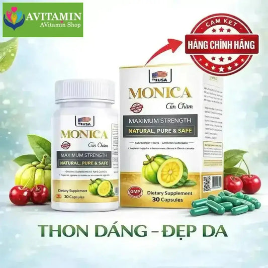 (Che Tên) Viên Uống Giảm Cân Đốt Mỡ Monica Gin Clean Siết Eo Cấp Tốc USA Hộp 30 viên - AVITAMINSHOP.COM