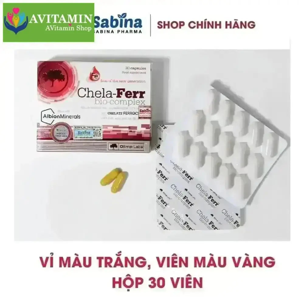 Chela - Ferr Bio - complex (Olimp Labs)14mg sắt dạng chelate Ferrochel, 200mcg Axit Folic, 1 hộp 30 viên 11,6g - AVITAMINSHOP.COM