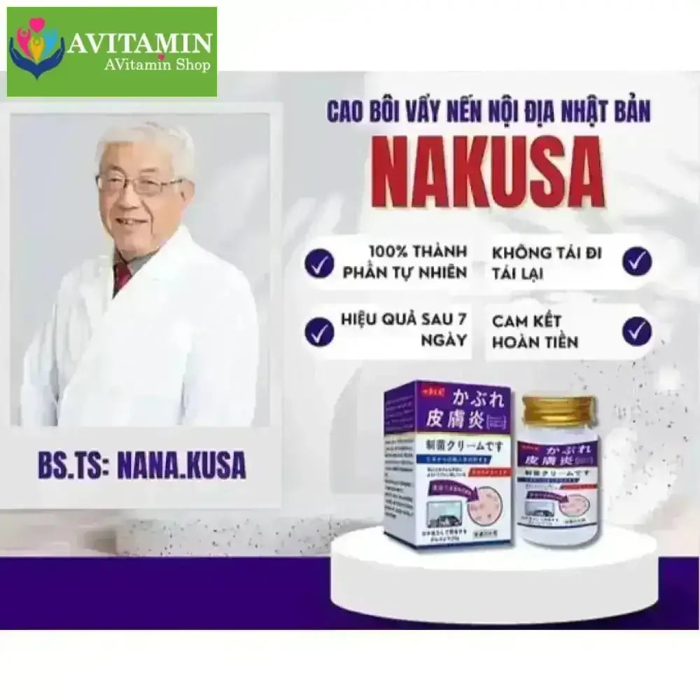 [CHÍNH HÃNG] Kem Bôi Da Liễu Nakusa Nấm Hắc Lào Vẩy Nến Á Sừng Tổ Đỉa Nguyên Liệu Nhập khẩu Nhật 55G - AVITAMINSHOP.COM