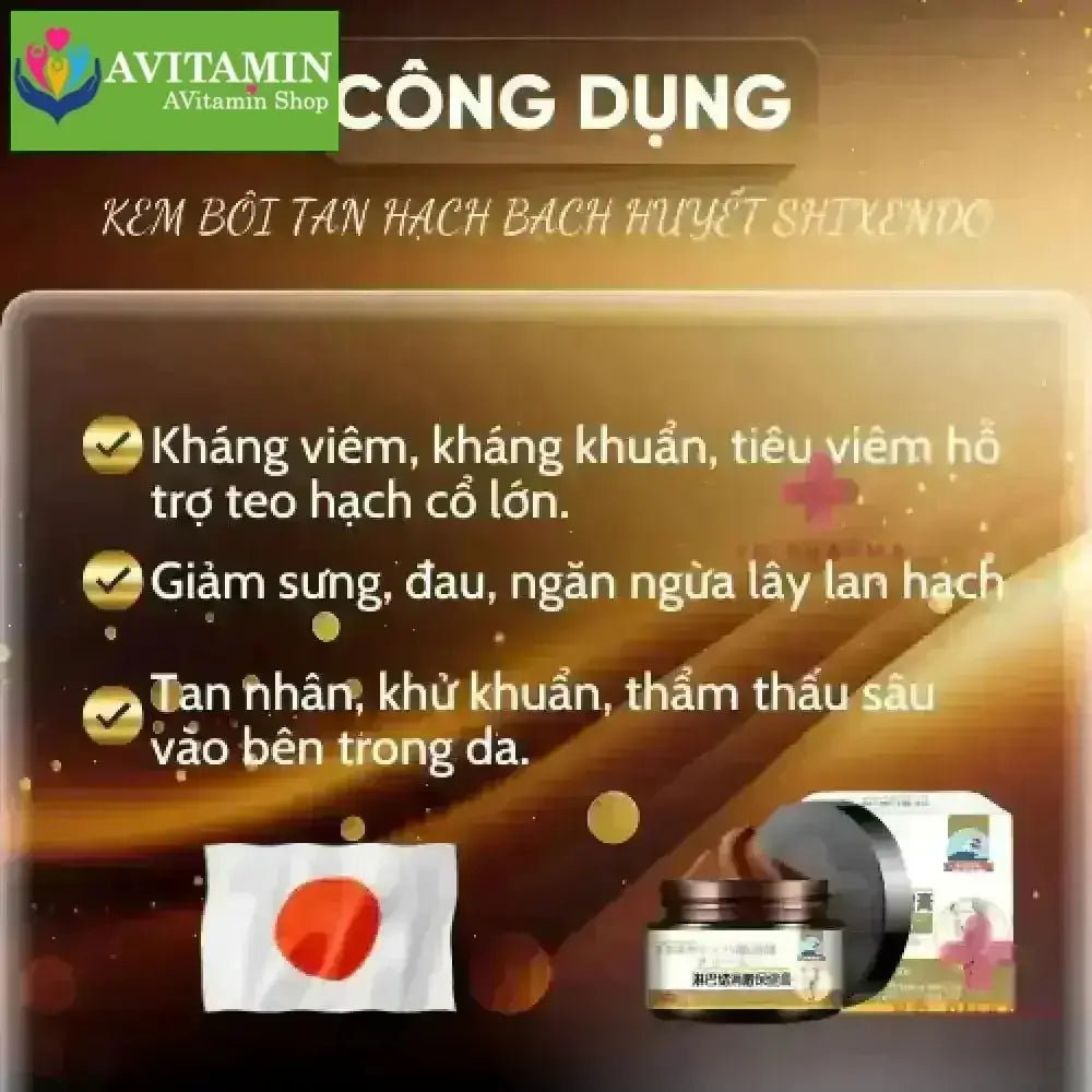 {CHÍNH HÃNG} - Kem Tan Hạch Cổ Truyền Nhật Bản, Teo U Hạch, Kem Mỡ Tiêu Tan Hạch Bạch Huyết Shixendo CAO CẤP - AVITAMINSHOP.COM