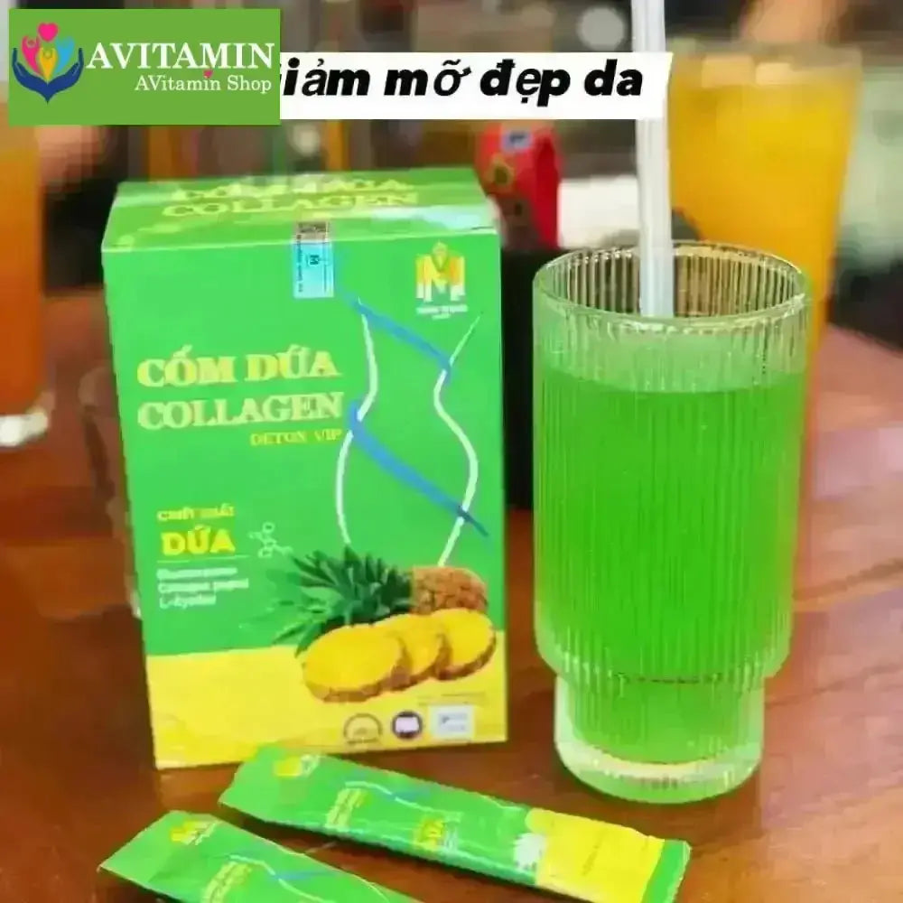 Cốm Dứa Collagen Detox Vip, Detox dứa bổ sung collagen, làm đẹp da, đẹp dáng, chống lão hoá da - AVITAMINSHOP.COM