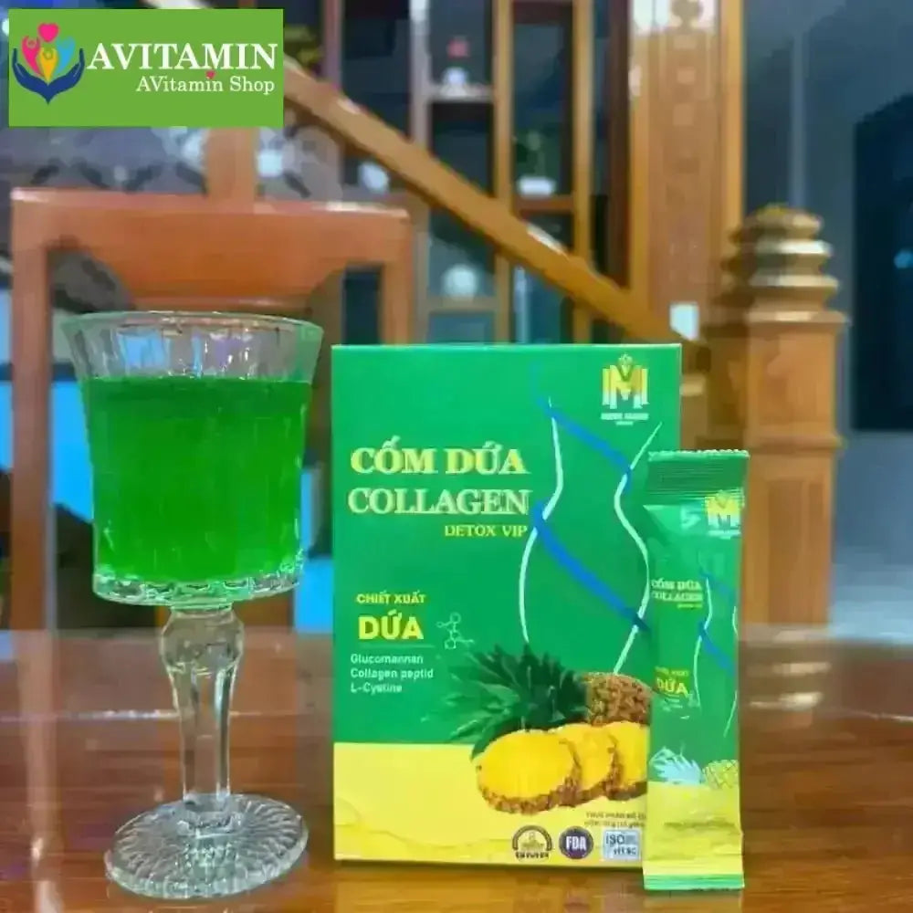 Cốm Dứa Collagen Detox Vip, Detox dứa bổ sung collagen, làm đẹp da, đẹp dáng, chống lão hoá da - AVITAMINSHOP.COM