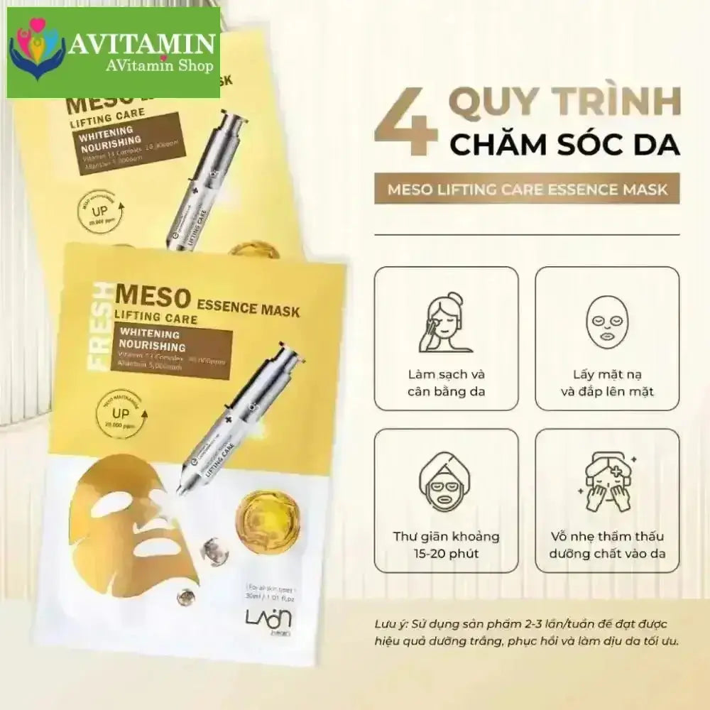 Combo 10 Miếng Mặt Nạ Trắng Da Chống Lão Hoá Laon Fresh Meso Essence Mask Lifting Care Whitening Nourishing 30mlx10 - AVITAMINSHOP.COM
