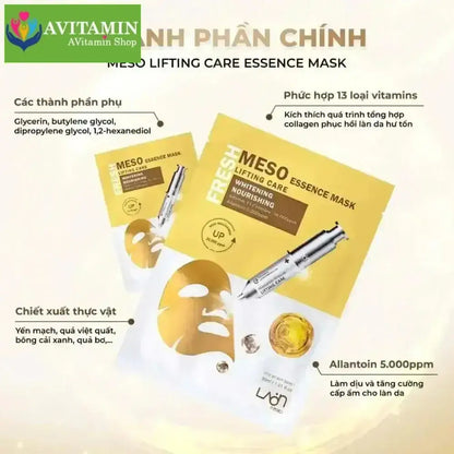 Combo 10 Miếng Mặt Nạ Trắng Da Chống Lão Hoá Laon Fresh Meso Essence Mask Lifting Care Whitening Nourishing 30mlx10 - AVITAMINSHOP.COM