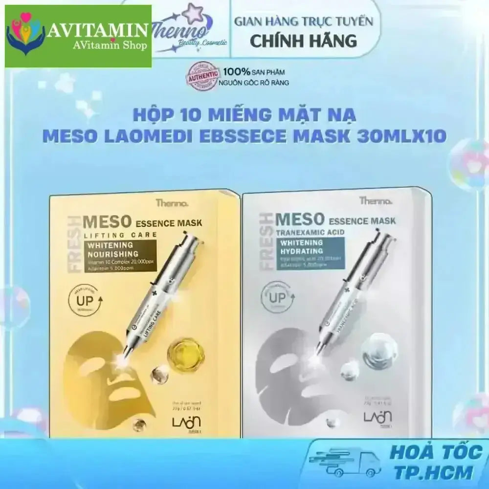 Combo 10 Miếng Mặt Nạ Trắng Da Chống Lão Hoá Laon Fresh Meso Essence Mask Lifting Care Whitening Nourishing 30mlx10 - AVITAMINSHOP.COM