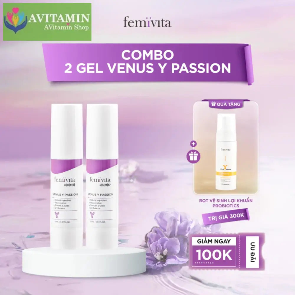 Combo 2 Gel Venus Femivita - Hỗ trợ tăng cảm hứng giảm hô hạn chăm sóc ’cô bé’ ra nước nhờn tự nhiên