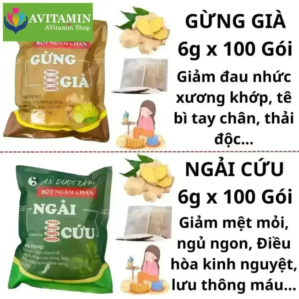 COMBO 200 Túi Lọc Ngải Cứu Ngâm Chân An Dược Tâm Thảo Dược. Ngải cứu giúp giảm căng thẳng, Mất ngủ kinh niên, lưu thông - AVITAMINSHOP.COM