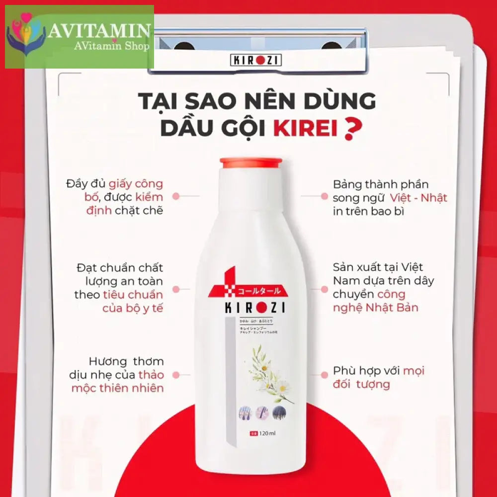 Dầu Gội Kirozi Kirei Cải Thiện Tình Trạng Gàu Nấm da Đầu