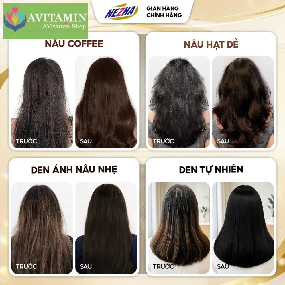 Dầu Gội Thảo Dược Phủ Bạc NEZHA 400ml Chính Hãng Đen Tự Nhiên Giữ Màu Lâu