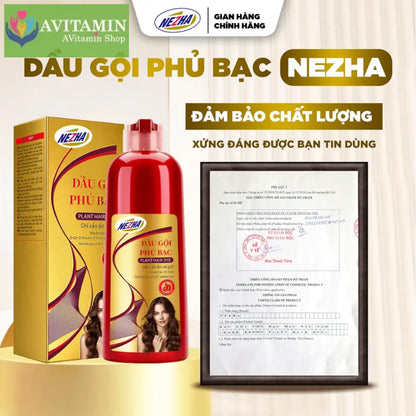 Dầu Gội Thảo Dược Phủ Bạc NEZHA 400ml Chính Hãng Đen Tự Nhiên Giữ Màu Lâu