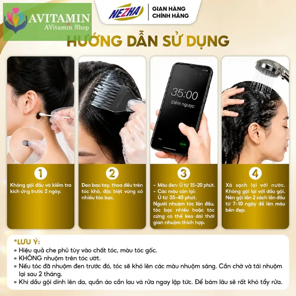 Dầu Gội Thảo Dược Phủ Bạc NEZHA 400ml Chính Hãng Đen Tự Nhiên Giữ Màu Lâu