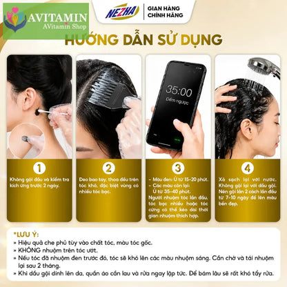Dầu Gội Thảo Dược Phủ Bạc NEZHA 400ml Chính Hãng Đen Tự Nhiên Giữ Màu Lâu