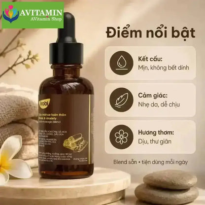 Dầu massage toàn thân Kobi Stress & Anxiety 100ml thư giãn giảm căng thẳng dễ chịu - AVITAMINSHOP.COM