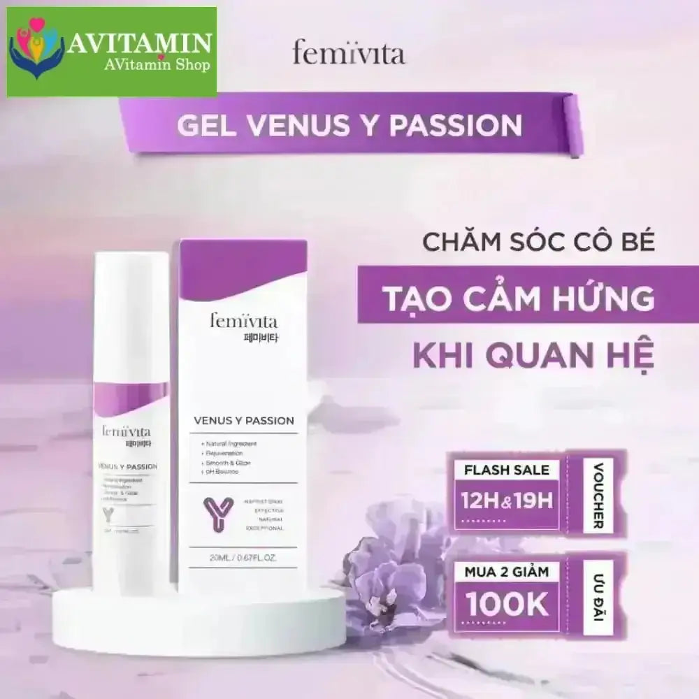 Femivita Gel Venus Y Passion - Tăng cảm hứng ân ái, hỗ trợ giảm khô hạn, đau rát Dưỡng ẩm [CHE TÊN] - AVITAMINSHOP.COM
