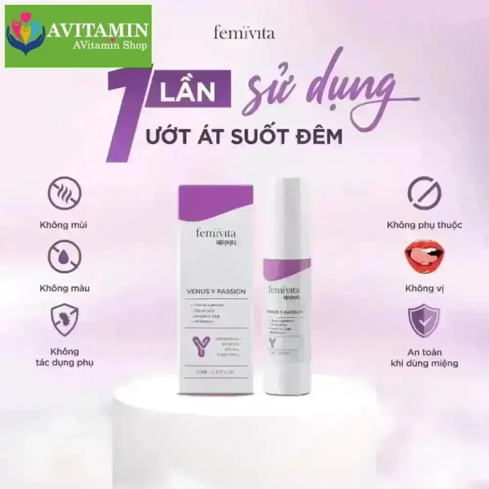 Femivita Gel Venus Y Passion - Tăng cảm hứng ân ái, hỗ trợ giảm khô hạn, đau rát Dưỡng ẩm [CHE TÊN] - AVITAMINSHOP.COM