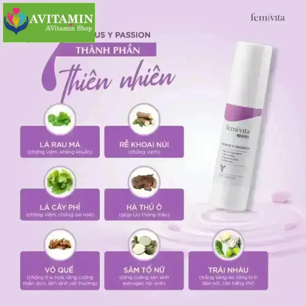 Femivita Gel Venus Y Passion - Tăng cảm hứng ân ái, hỗ trợ giảm khô hạn, đau rát Dưỡng ẩm [CHE TÊN] - AVITAMINSHOP.COM