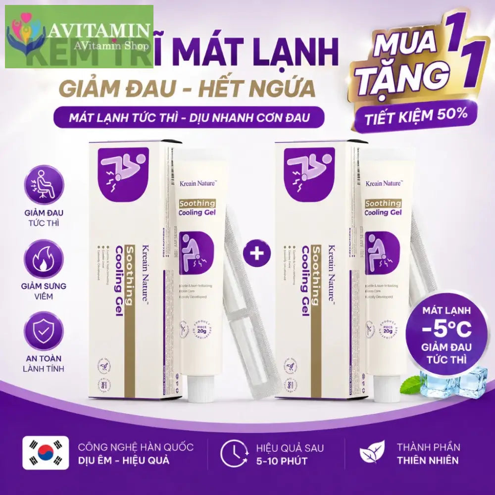 Gel Bôi Trĩ Thảo Mộc Kreain Nature Giảm Sưng Ngứa Viêm Nóng Rát CHÍNH HÃNG 20g