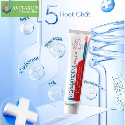Gel Chấm Mụn DERMATIDEM PLUS 20g Giúp Giảm Viêm Mờ Thâm Mụn Gom Cồi Giảm Mụn Nhanh