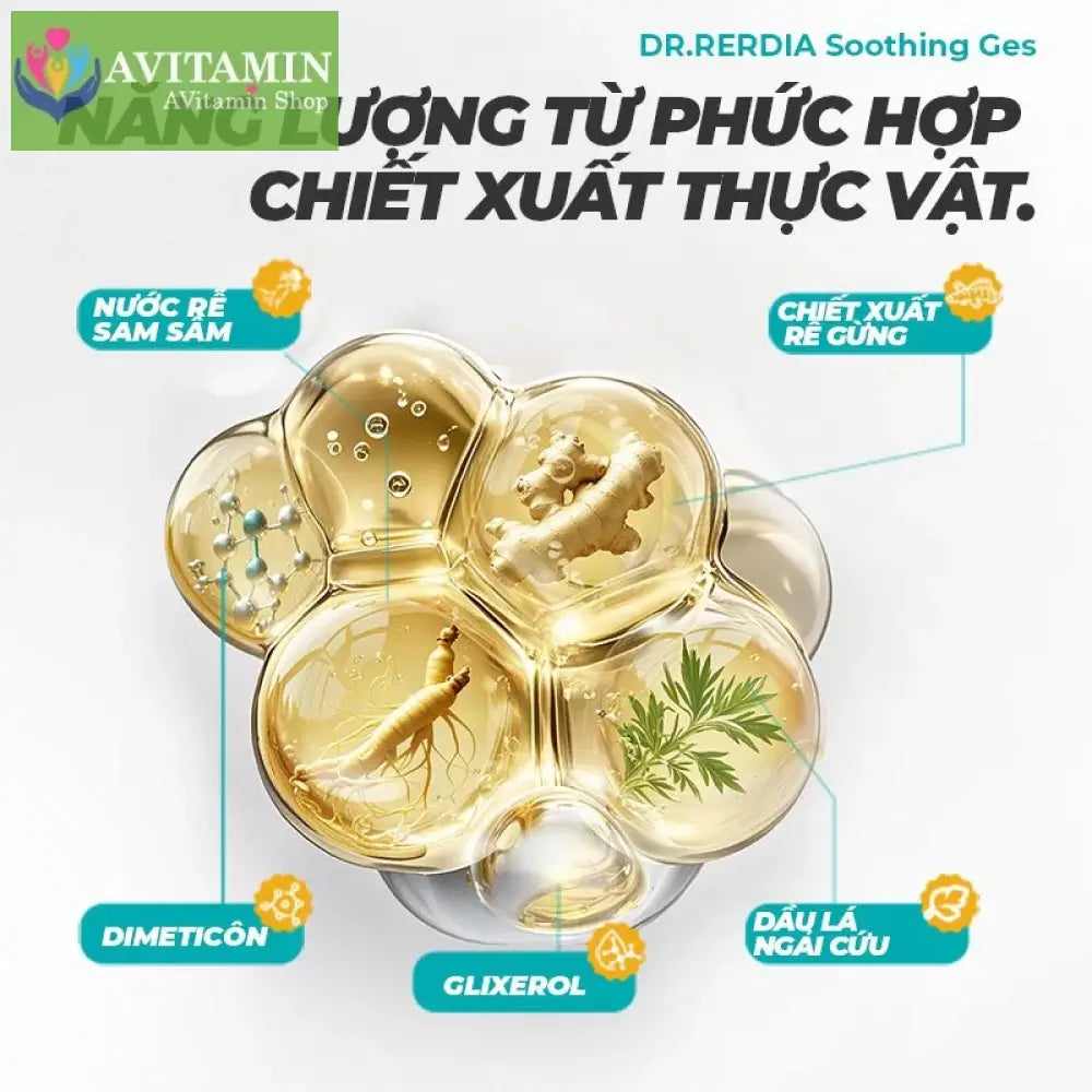 Gel làm dịu DR.RERDIA Nhân sâm Gừng Ngải cứu Thành phần tự nhiên Chăm sóc nhẹ nhàng