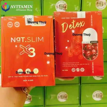 Giảm Cân Nat.Slim X3 Chính Hãng ViCiCorp, Nat Slim X3 Giảm Cân dành cho cơ địa khó giảm tặng kèm Detox - AVITAMINSHOP.COM