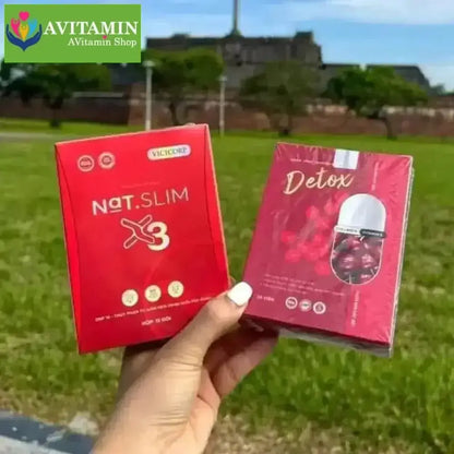 Giảm Cân Nat.Slim X3 Chính Hãng ViCiCorp, Nat Slim X3 Giảm Cân dành cho cơ địa khó giảm tặng kèm Detox - AVITAMINSHOP.COM