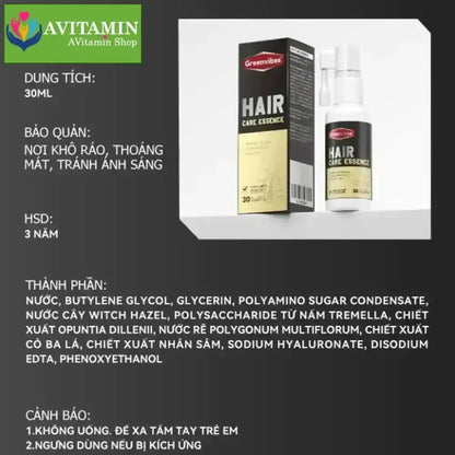 Greenvibes Xịt tinh chất mọc tóc thúc đẩy tóc đen mọc dài hỗ trợ chuyển tóc bạc thành tóc đen - AVITAMINSHOP.COM