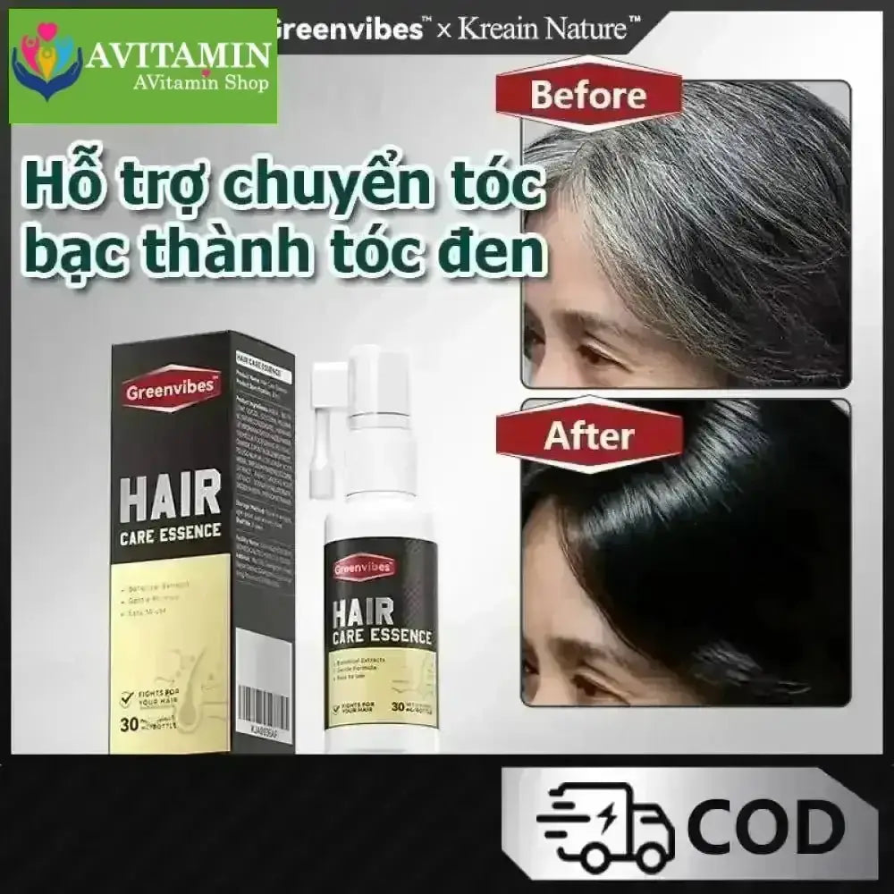 Greenvibes Xịt tinh chất mọc tóc thúc đẩy tóc đen mọc dài hỗ trợ chuyển tóc bạc thành tóc đen - AVITAMINSHOP.COM