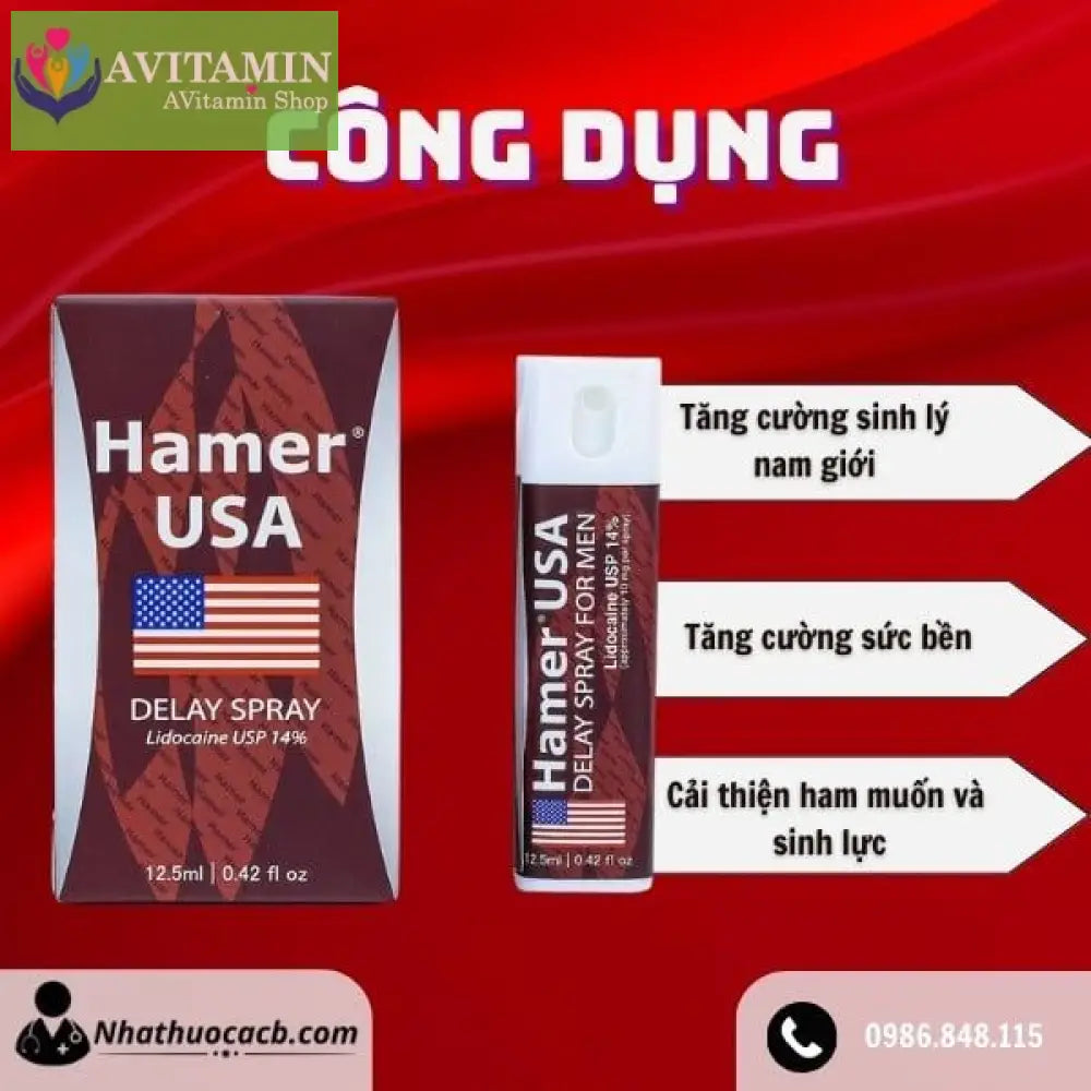 HAMER USA - Chai Xịt Kéo Dài Thời Gian Quan Hệ