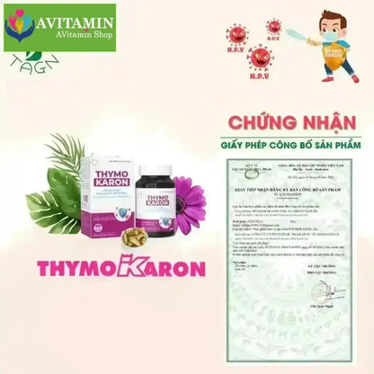[HỖ TRỢ ĐÀO THẢI H.P.V] Viên Uống THYMOKARON Hỗ Trợ Tăng Miễn Dịch - Hỗ Trợ Xử Lý Sùi - AVITAMINSHOP.COM