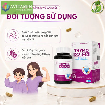 [HỖ TRỢ ĐÀO THẢI H.P.V] Viên Uống THYMOKARON Hỗ Trợ Tăng Miễn Dịch - Hỗ Trợ Xử Lý Sùi