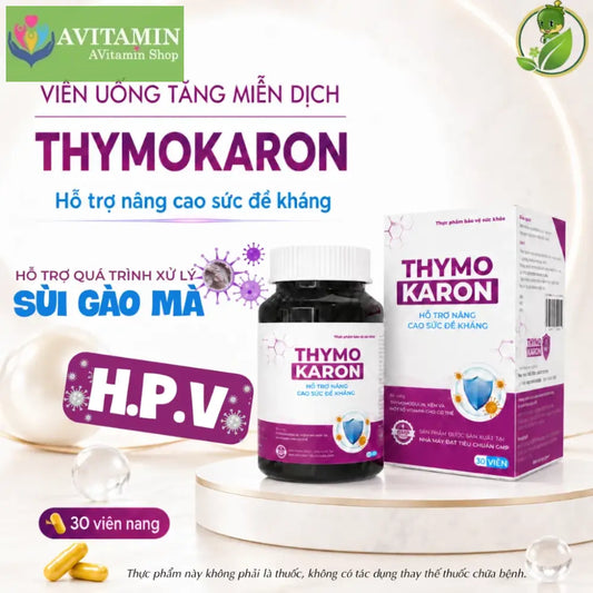 [HỖ TRỢ ĐÀO THẢI H.P.V] Viên Uống THYMOKARON Hỗ Trợ Tăng Miễn Dịch - Hỗ Trợ Xử Lý Sùi