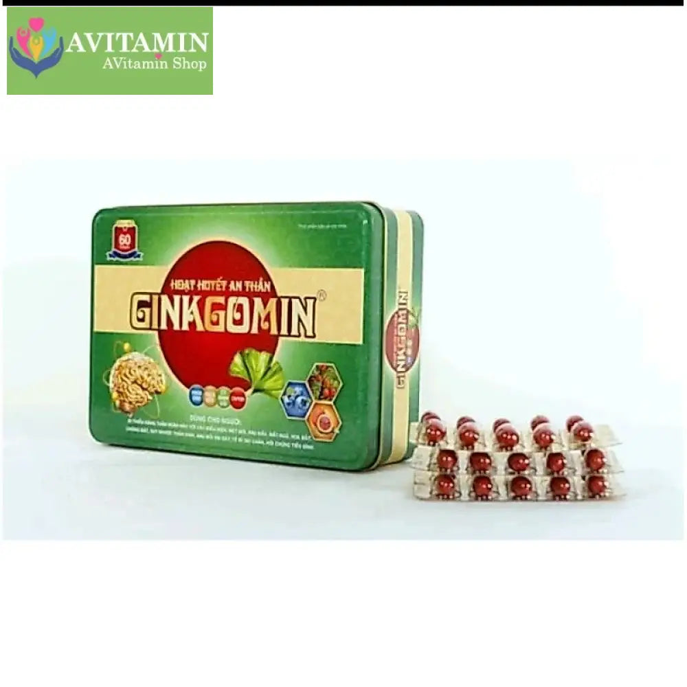 Hoạt Huyết An Thần GINKGOMIN Hộp sắt 60 viên