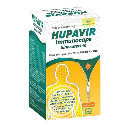 Viên uống Hupavir Immunocaps hỗ trợ đào thải HPV, sùi mào gà , hỗ trợ tăng cường đề kháng cho cả nam và nữ lọ 60 viên